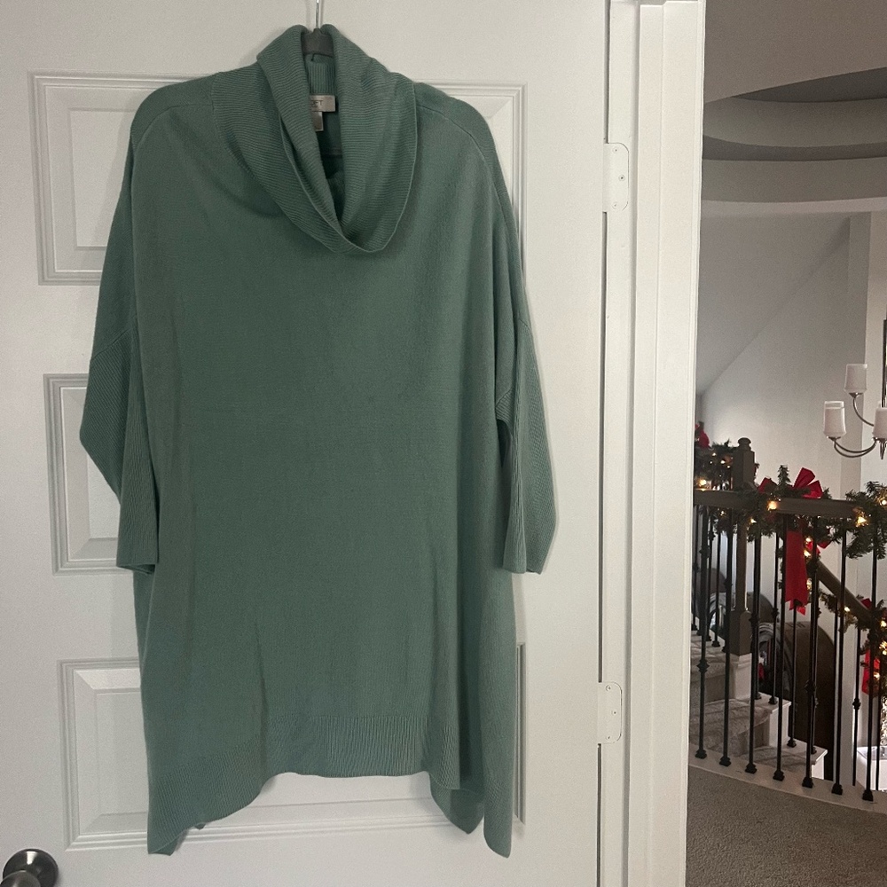 Ann Taylor LOFT Mint Green Oversized Cowl Neck Blanket Sweater